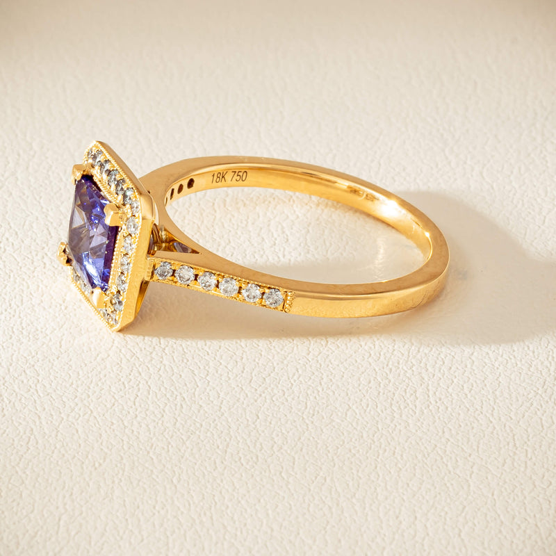 18ct Yellow Gold 1.15ct Tanzanite & Diamond Mandalay Ring - Ring - Walker & Hall