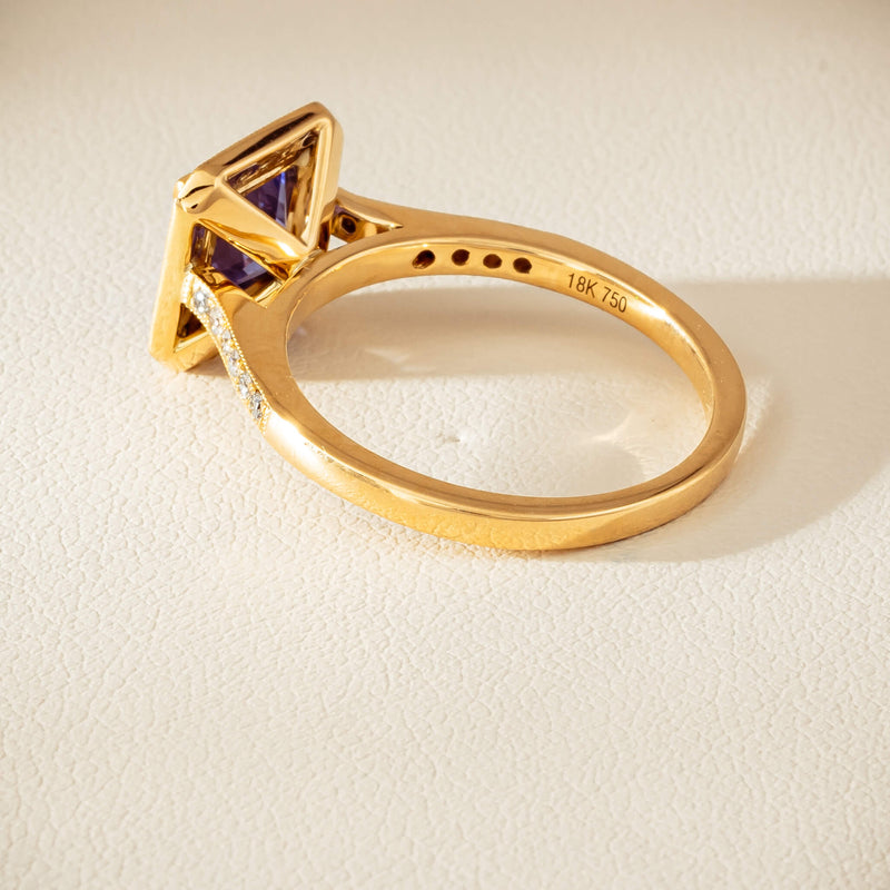 18ct Yellow Gold 1.15ct Tanzanite & Diamond Mandalay Ring - Ring - Walker & Hall