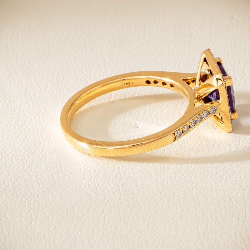 18ct Yellow Gold 1.15ct Tanzanite & Diamond Mandalay Ring - Ring - Walker & Hall