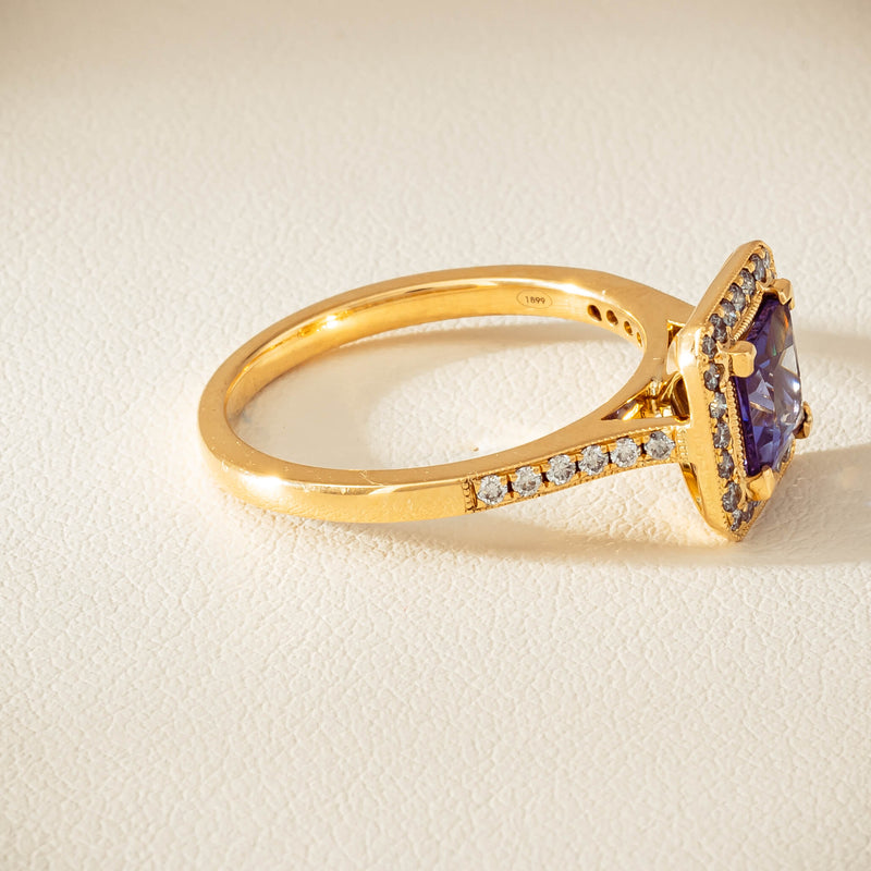 18ct Yellow Gold 1.15ct Tanzanite & Diamond Mandalay Ring - Ring - Walker & Hall
