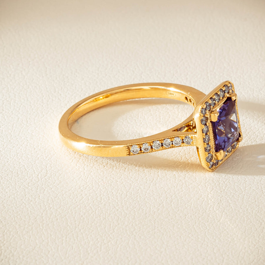 18ct Yellow Gold 1.15ct Tanzanite & Diamond Mandalay Ring - Ring - Walker & Hall