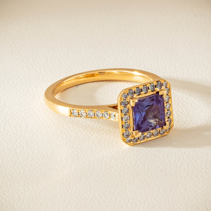 18ct Yellow Gold 1.15ct Tanzanite & Diamond Mandalay Ring - Ring - Walker & Hall