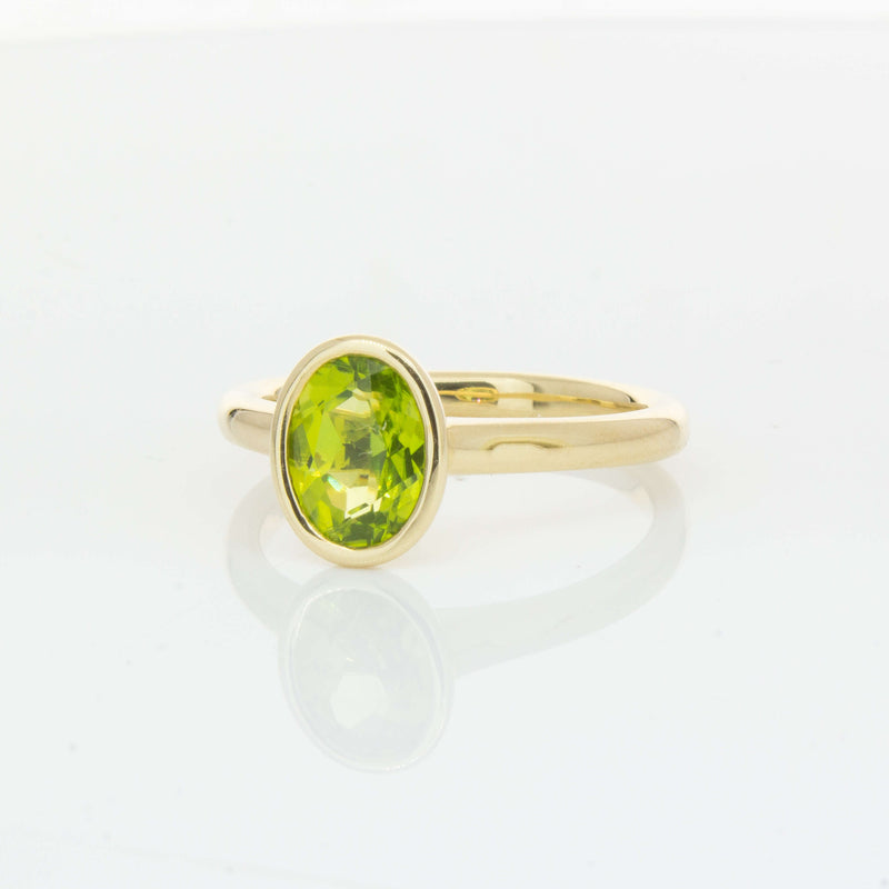 9ct Yellow Gold Peridot Rubover Set Ring - Ring - Walker & Hall