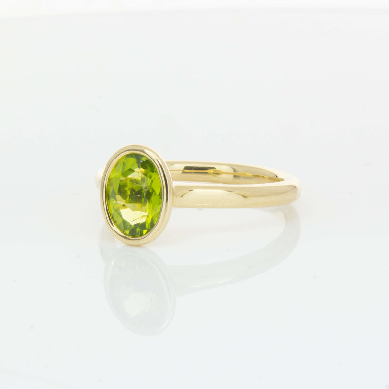 9ct Yellow Gold Peridot Rubover Set Ring - Ring - Walker & Hall