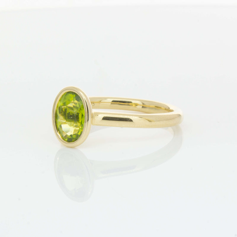 9ct Yellow Gold Peridot Rubover Set Ring - Ring - Walker & Hall