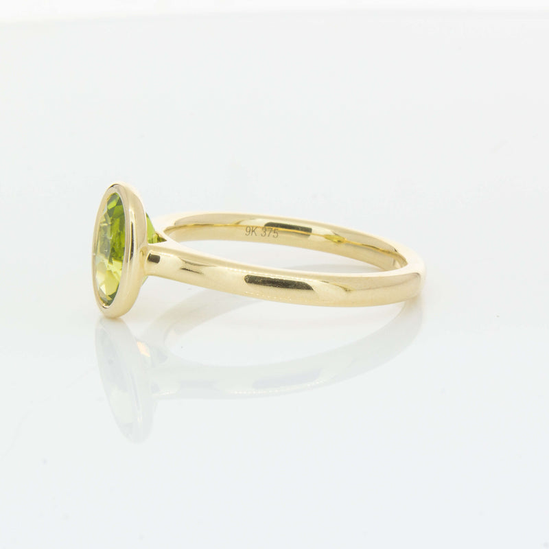 9ct Yellow Gold Peridot Rubover Set Ring - Ring - Walker & Hall