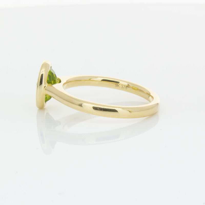 9ct Yellow Gold Peridot Rubover Set Ring - Ring - Walker & Hall