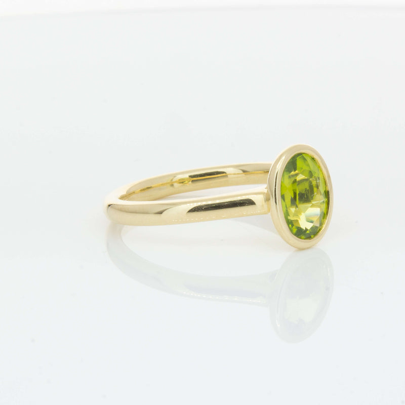 9ct Yellow Gold Peridot Rubover Set Ring - Ring - Walker & Hall