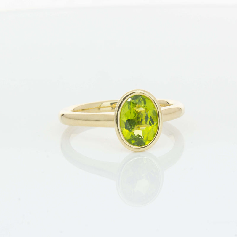 9ct Yellow Gold Peridot Rubover Set Ring - Ring - Walker & Hall