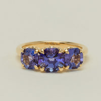 18ct Yellow Gold Three Stone Tanzanite Octavia Ring - Ring - Walker & Hall