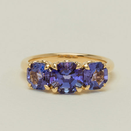18ct Yellow Gold Three Stone Tanzanite Octavia Ring - Ring - Walker & Hall