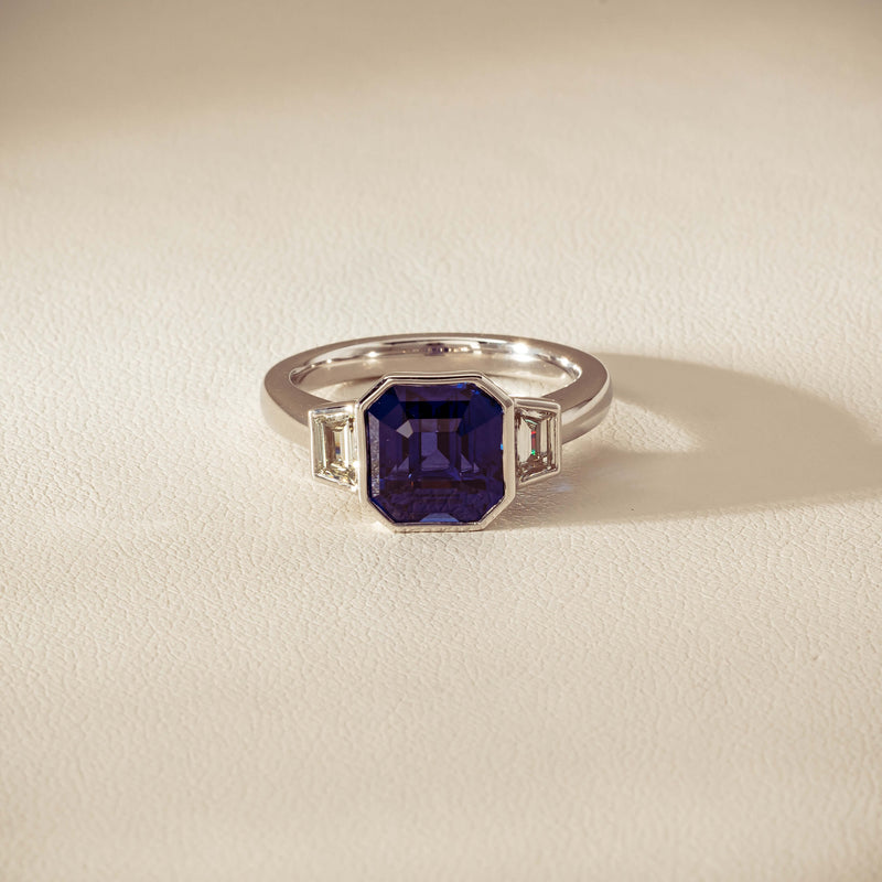 Platinum 5.06ct Sapphire & Diamond Ring - Ring - Walker & Hall