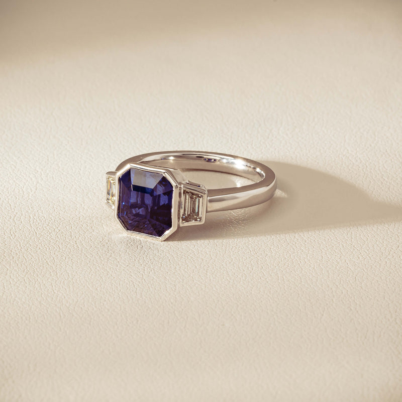 Platinum 5.06ct Sapphire & Diamond Ring - Ring - Walker & Hall