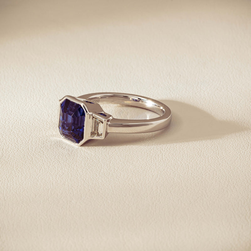 Platinum 5.06ct Sapphire & Diamond Ring - Ring - Walker & Hall