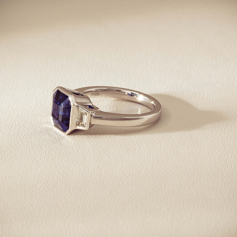 Platinum 5.06ct Sapphire & Diamond Ring - Ring - Walker & Hall