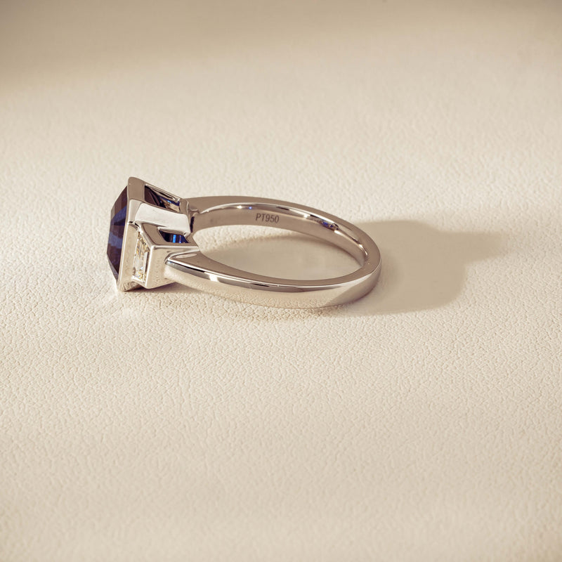 Platinum 5.06ct Sapphire & Diamond Ring - Ring - Walker & Hall
