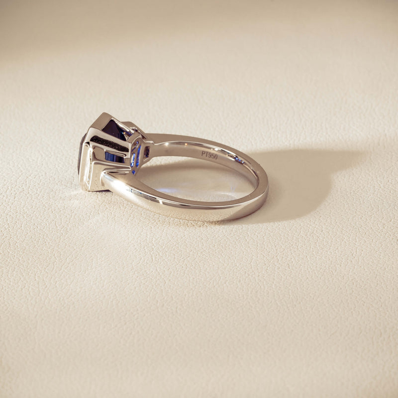 Platinum 5.06ct Sapphire & Diamond Ring - Ring - Walker & Hall