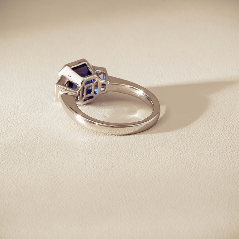 Platinum 5.06ct Sapphire & Diamond Ring - Ring - Walker & Hall