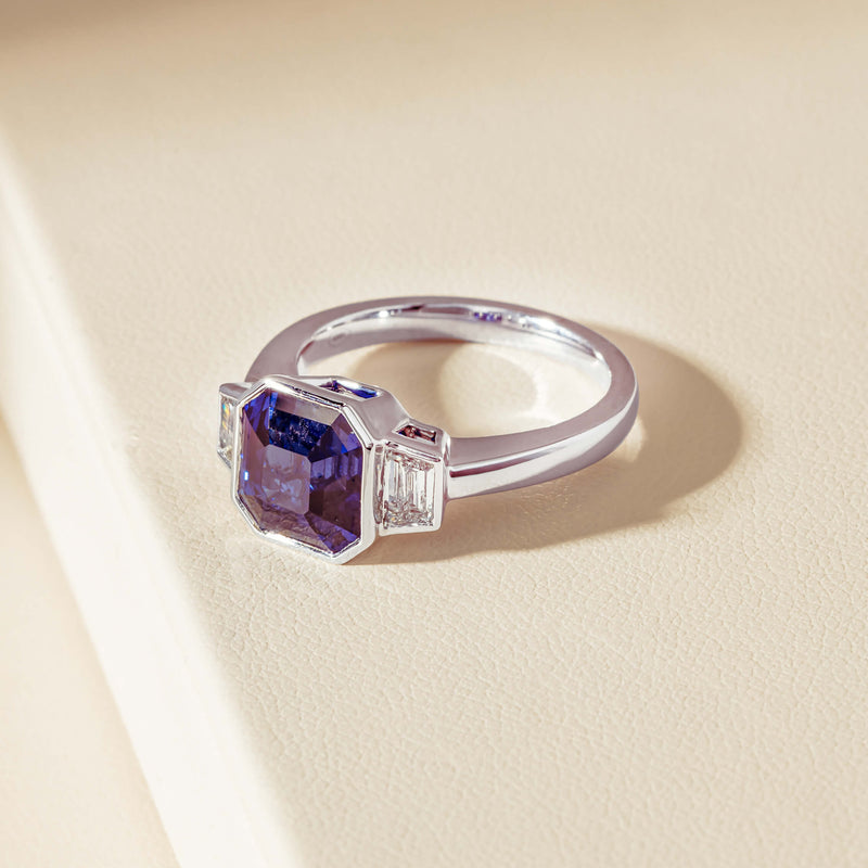 Platinum 5.06ct Sapphire & Diamond Ring - Ring - Walker & Hall