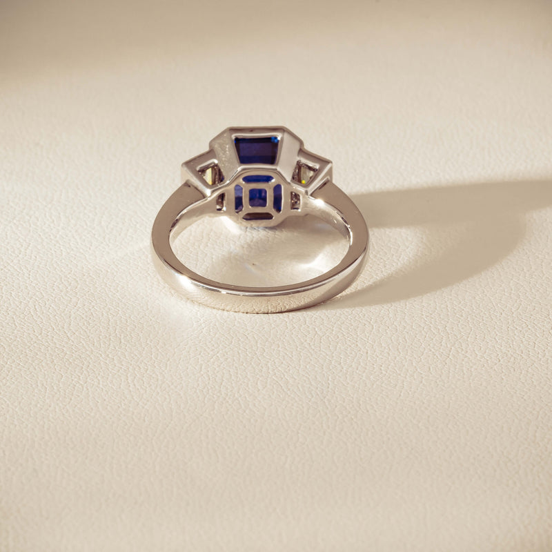 Platinum 5.06ct Sapphire & Diamond Ring - Ring - Walker & Hall