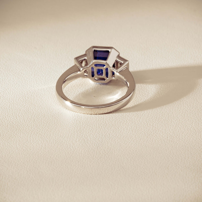 Platinum 5.06ct Sapphire & Diamond Ring - Ring - Walker & Hall