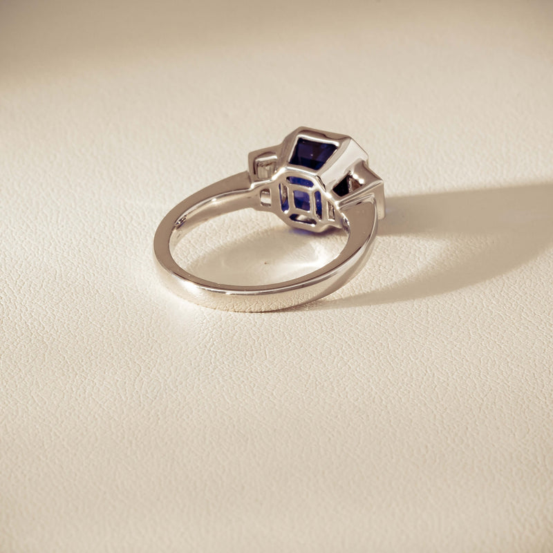 Platinum 5.06ct Sapphire & Diamond Ring - Ring - Walker & Hall