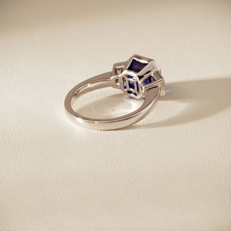 Platinum 5.06ct Sapphire & Diamond Ring - Ring - Walker & Hall