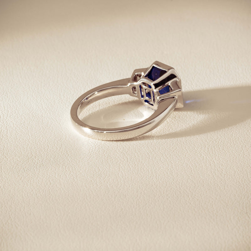 Platinum 5.06ct Sapphire & Diamond Ring - Ring - Walker & Hall