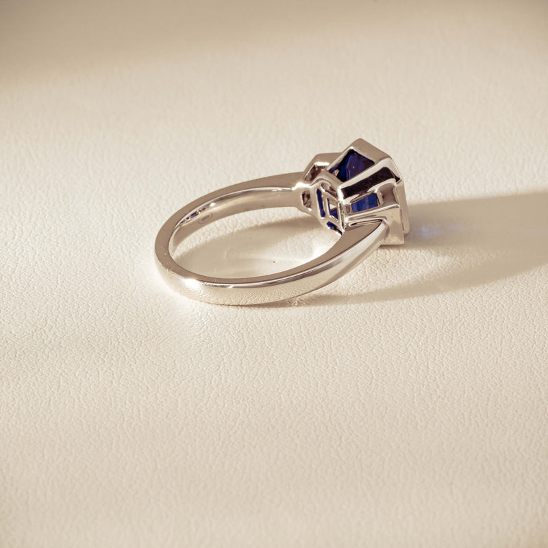Platinum 5.06ct Sapphire & Diamond Ring - Ring - Walker & Hall