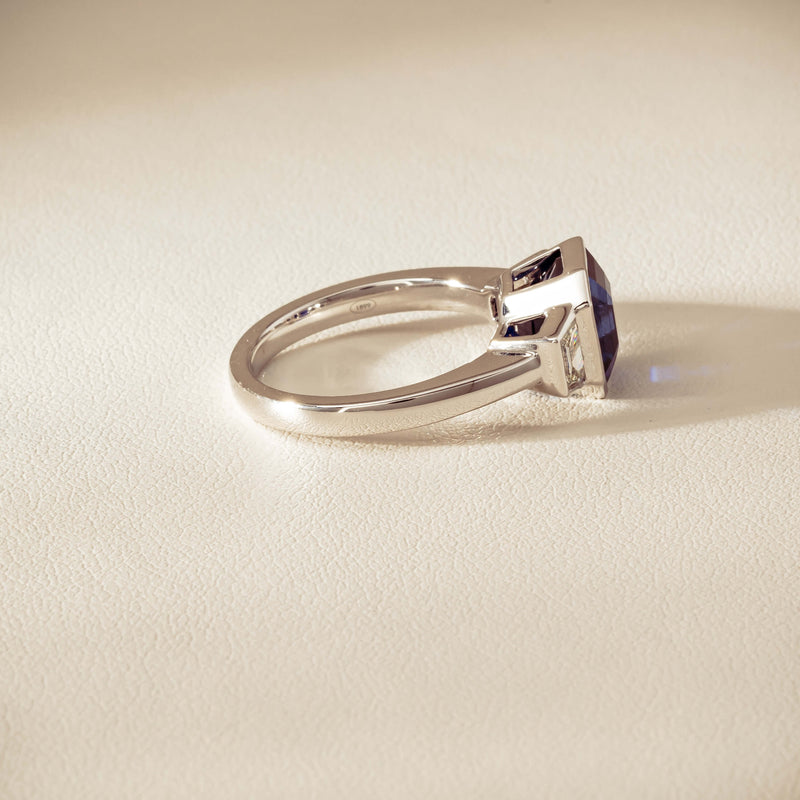 Platinum 5.06ct Sapphire & Diamond Ring - Ring - Walker & Hall