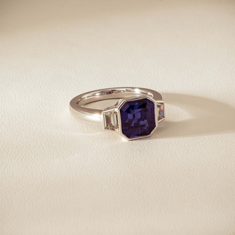 Platinum 5.06ct Sapphire & Diamond Ring - Ring - Walker & Hall