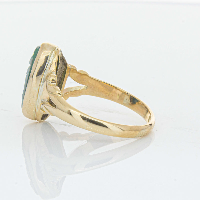 Vintage 9ct Yellow Gold Chrysoprase Cameo Ring - Ring - Walker & Hall