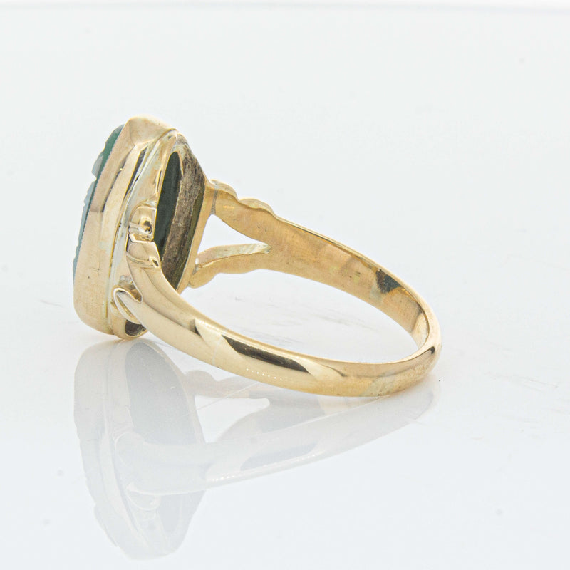 Vintage 9ct Yellow Gold Chrysoprase Cameo Ring - Ring - Walker & Hall