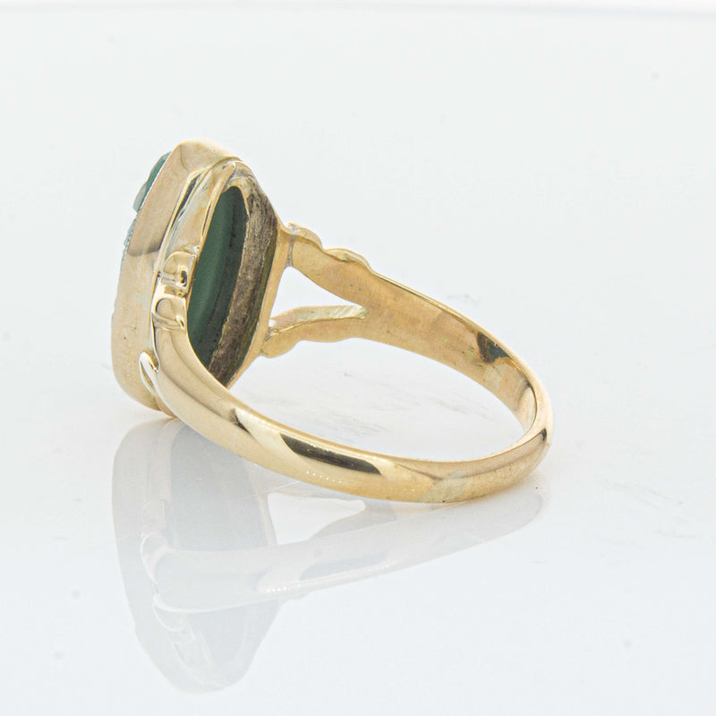 Vintage 9ct Yellow Gold Chrysoprase Cameo Ring - Ring - Walker & Hall