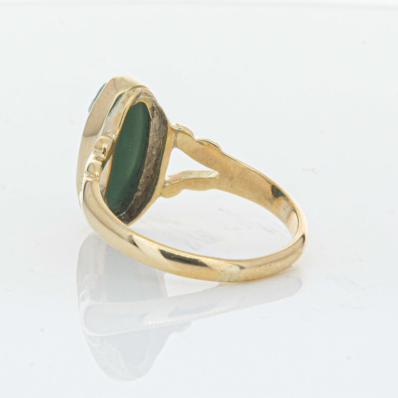 Vintage 9ct Yellow Gold Chrysoprase Cameo Ring - Ring - Walker & Hall