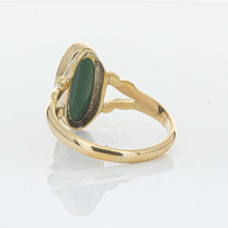 Vintage 9ct Yellow Gold Chrysoprase Cameo Ring - Ring - Walker & Hall