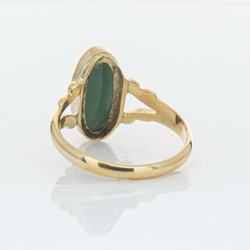 Vintage 9ct Yellow Gold Chrysoprase Cameo Ring - Ring - Walker & Hall