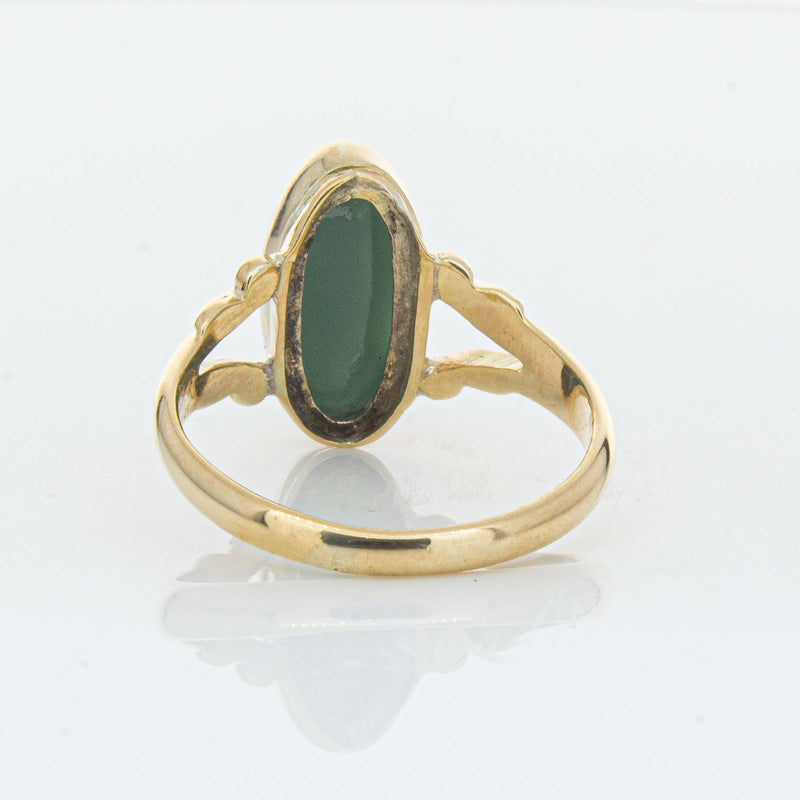 Vintage 9ct Yellow Gold Chrysoprase Cameo Ring - Ring - Walker & Hall