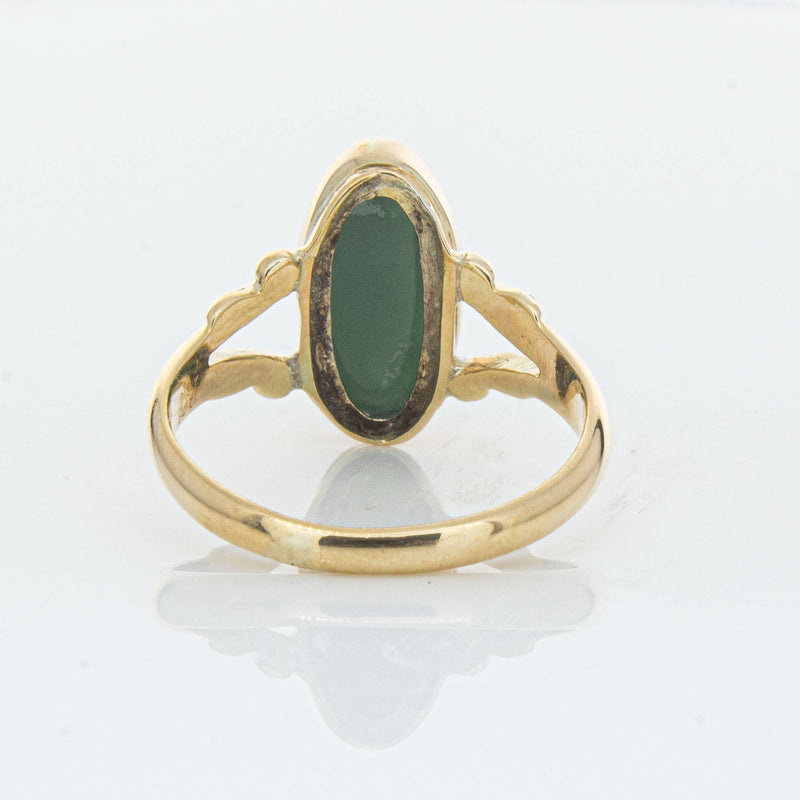 Vintage 9ct Yellow Gold Chrysoprase Cameo Ring - Ring - Walker & Hall