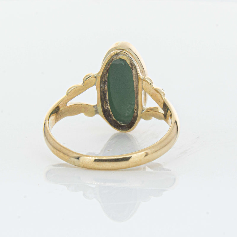 Vintage 9ct Yellow Gold Chrysoprase Cameo Ring - Ring - Walker & Hall