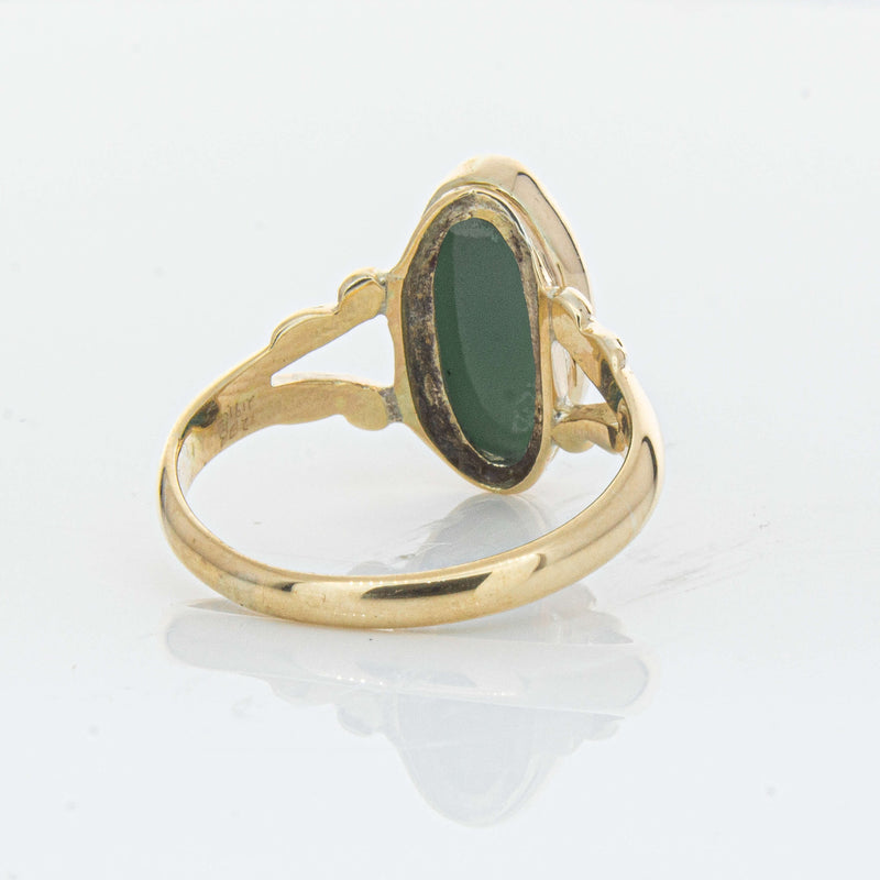 Vintage 9ct Yellow Gold Chrysoprase Cameo Ring - Ring - Walker & Hall