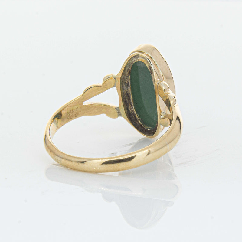 Vintage 9ct Yellow Gold Chrysoprase Cameo Ring - Ring - Walker & Hall