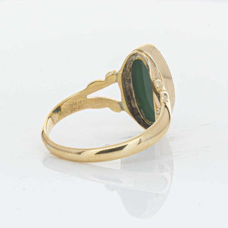 Vintage 9ct Yellow Gold Chrysoprase Cameo Ring - Ring - Walker & Hall