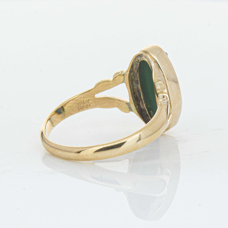 Vintage 9ct Yellow Gold Chrysoprase Cameo Ring - Ring - Walker & Hall