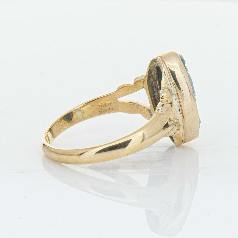 Vintage 9ct Yellow Gold Chrysoprase Cameo Ring - Ring - Walker & Hall