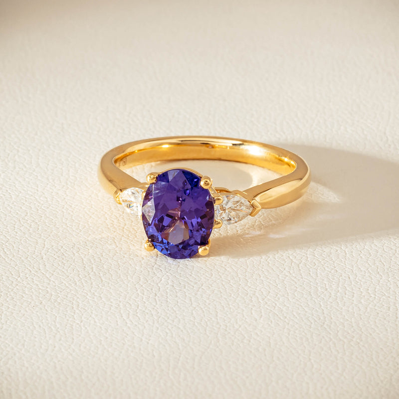 18ct Yellow Gold 2.04ct Tanzanite & Diamond Ayla Ring - Ring - Walker & Hall