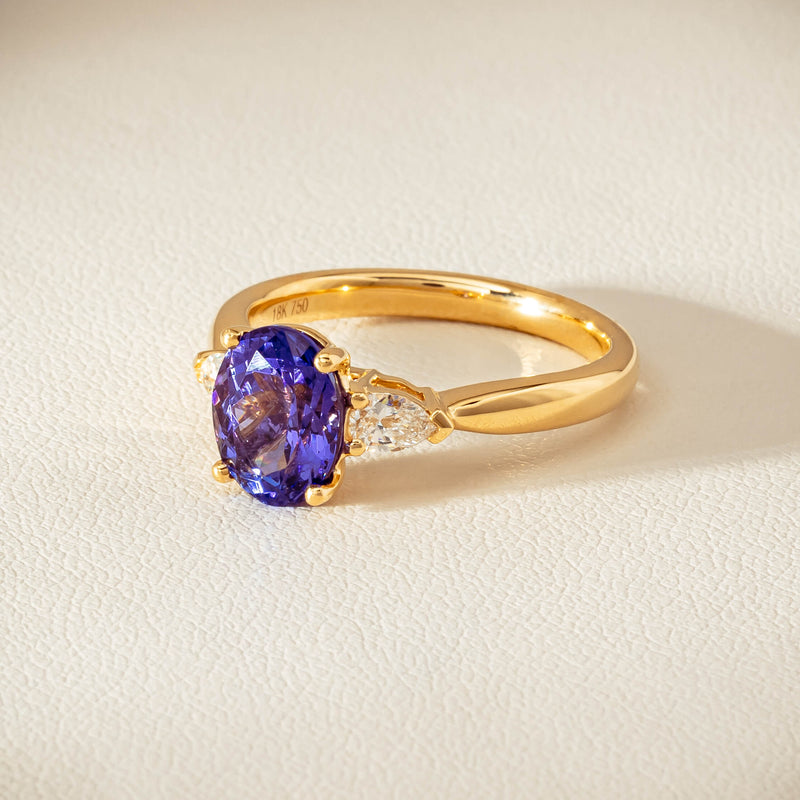 18ct Yellow Gold 2.04ct Tanzanite & Diamond Ayla Ring - Ring - Walker & Hall