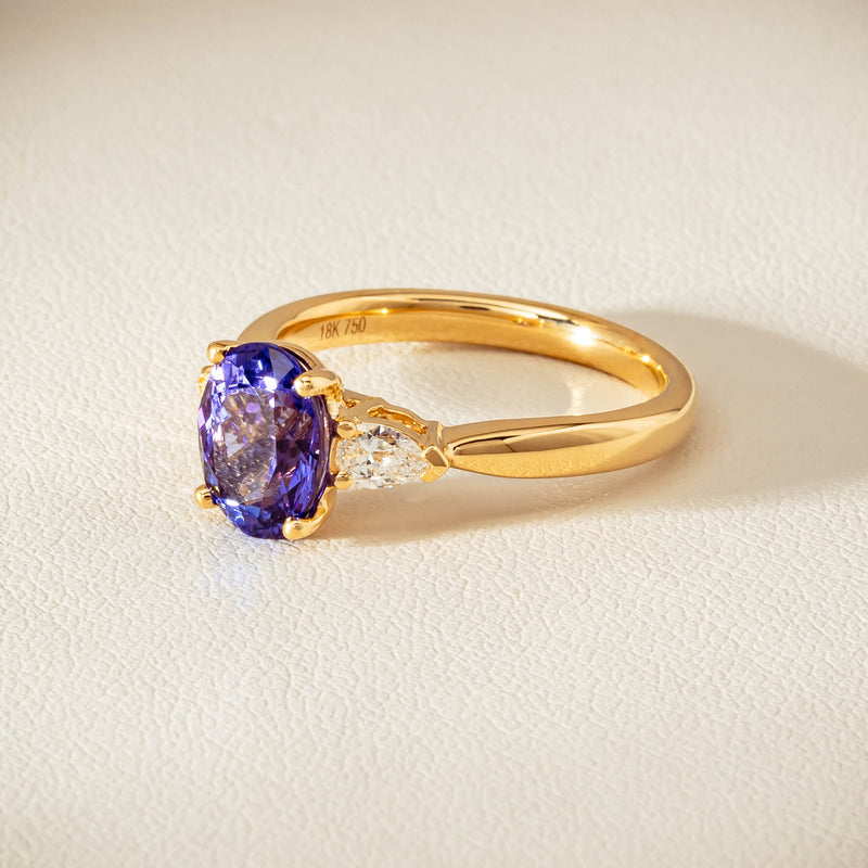18ct Yellow Gold 2.04ct Tanzanite & Diamond Ayla Ring - Ring - Walker & Hall
