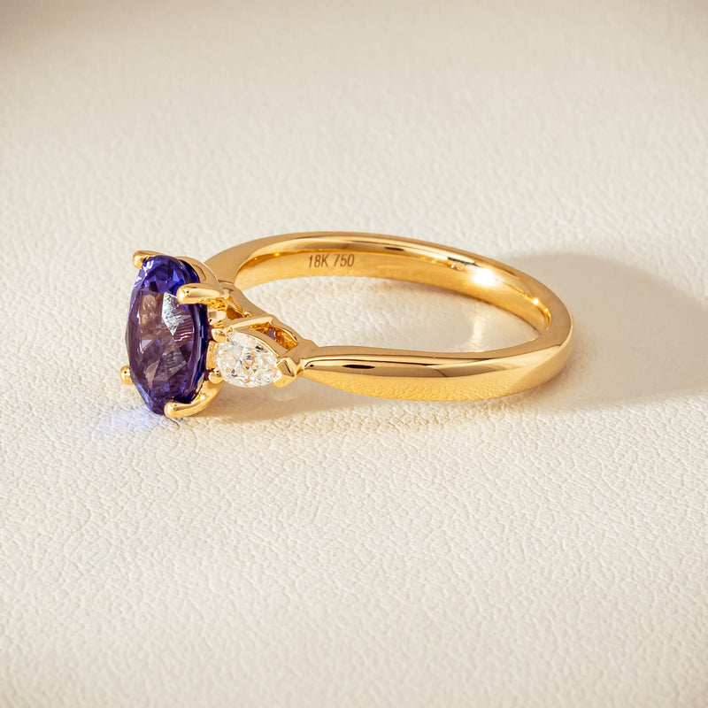 18ct Yellow Gold 2.04ct Tanzanite & Diamond Ayla Ring - Ring - Walker & Hall