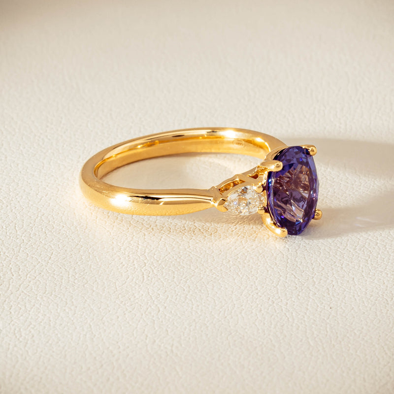 18ct Yellow Gold 2.04ct Tanzanite & Diamond Ayla Ring - Ring - Walker & Hall